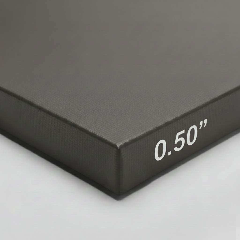 0.5 inch lite gallery wrap canvas showing slim profile and clean edge finish