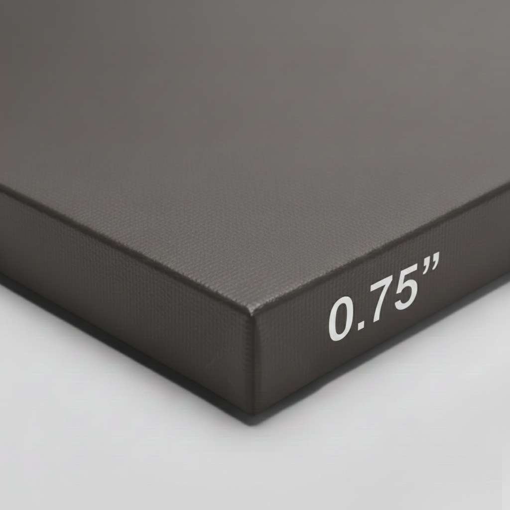 0.75 inch standard gallery wrap canvas with medium depth and gallery-style edges
