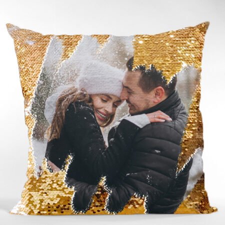 Custom golden photo pillow